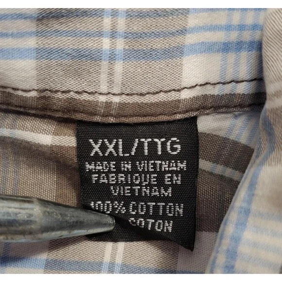 Seven Virtues of Man Mens XXL Plaid Western pearl Snap Short Sleeve Shirt - Picture 7 of 10